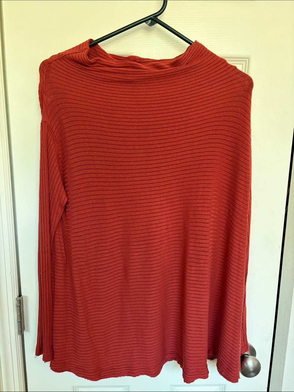 We The Free Ribbed Knit Sweater in Rust Red